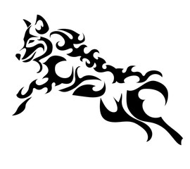 Beautiful wolf tattoo.Vector wolf's head as a design element on isolated background