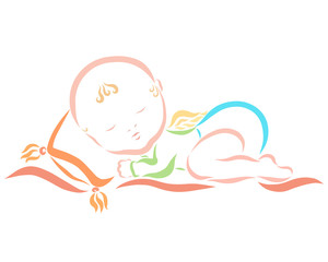 Funny sleeping baby with wings