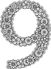 Painted numbers with floral pattern