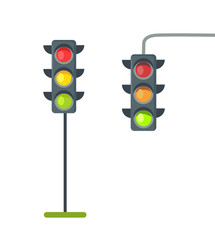 Icons of Traffic Lights Isolated Vector on White