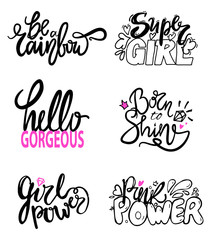 Girlish Graffiti Signs Vector Illustration Slogan