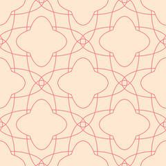 Red and beige geometric ornament. Seamless pattern