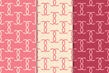 Cherry red geometric seamless patterns