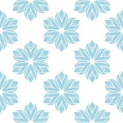 Fototapeta na wymiar Blue floral seamless pattern on white background