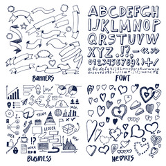 Banners and Fonts, Business Vector Illustration