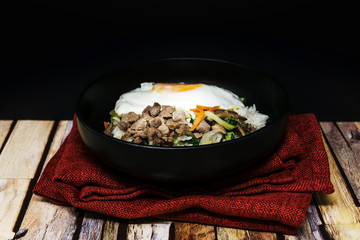 Handmade Korean bibimbap ready to eat