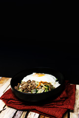 Handmade Korean bibimbap ready to eat