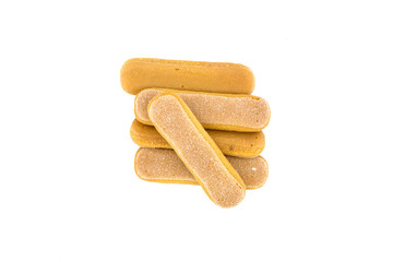 ein haufen löffelbiskuits auf einem hintergrund