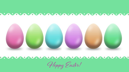 Happy Easter card with illustrated colorful Easter eggs