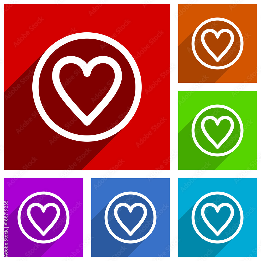Poster Heart vector icons. Flat design colorful illustrations for web designers and mobile applications in eps 10