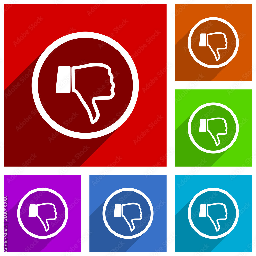 Poster Dislike vector icons. Flat design colorful illustrations for web designers and mobile applications in eps 10