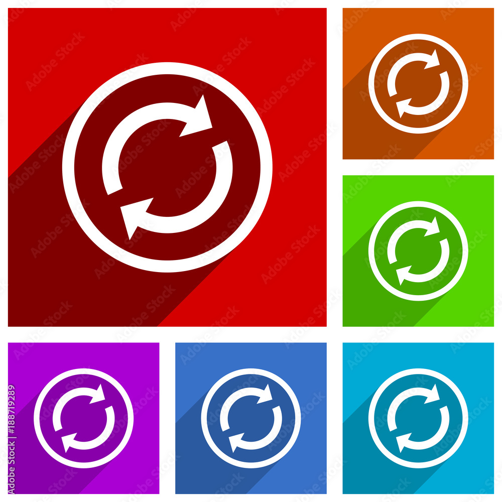 Poster Reload vector icons. Flat design colorful illustrations for web designers and mobile applications in eps 10