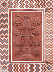 Floral designs on the wall of Taj Mahal, Agra, Indian