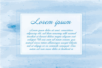 Blue watercolor background with text template for card or invitation.