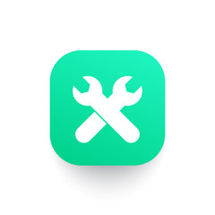 Obraz premium crossed wrenches icon on green shape