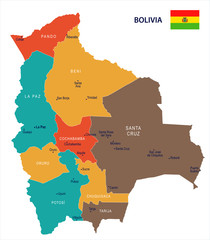 Bolivia - map and flag Detailed Vector Illustration