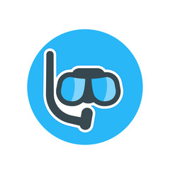 Diving mask flat icon over white, vector illustration