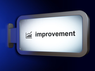 Business concept: Improvement and Growth Graph on advertising billboard background, 3D rendering