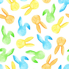 Watercolor bunny seamless pattern. Easter holidays. For design, card, print or background