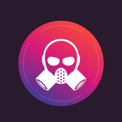 gas mask, respirator round icon, vector illustration
