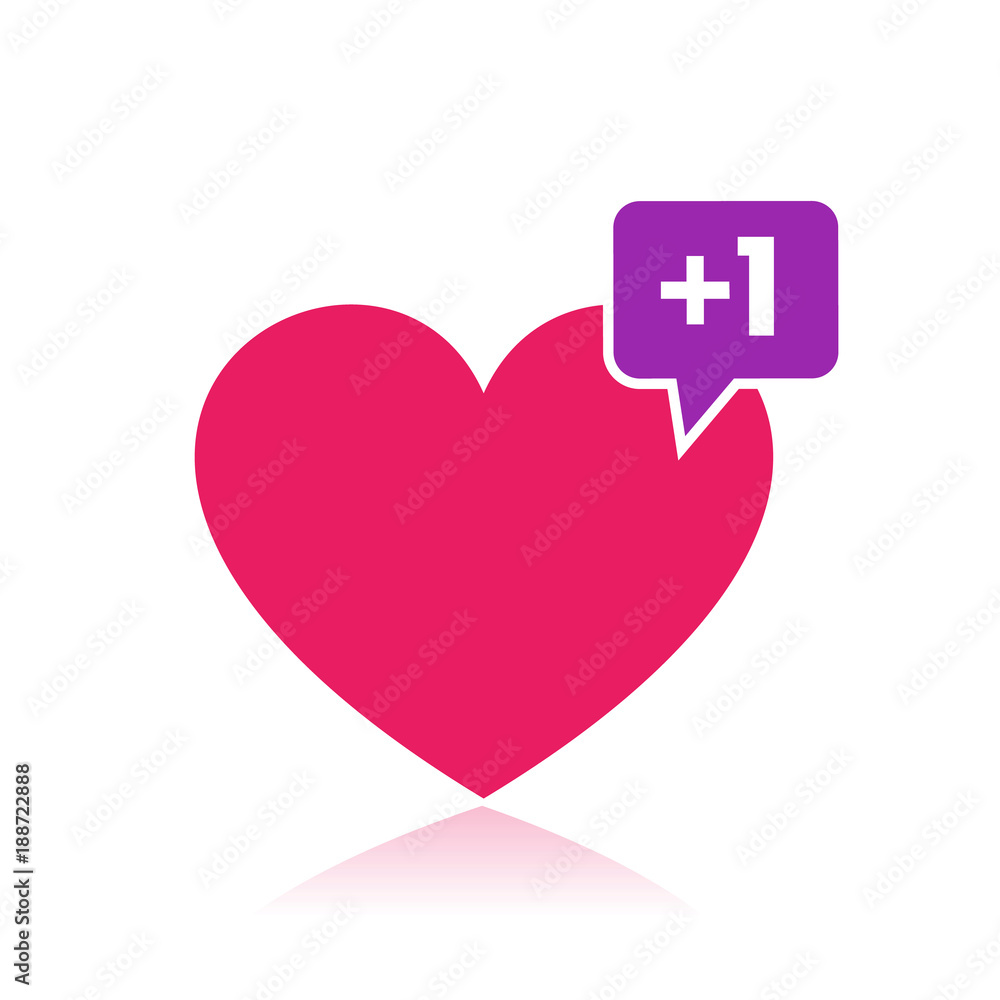Poster heart like with notification, vector icon for web design and print