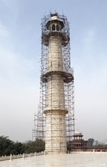 Renovation and repairing of minaret of Taj Mahal, Agra, India