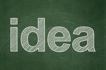 Marketing concept: text Idea on Green chalkboard background