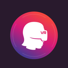 virtual reality icon with girl in VR headset
