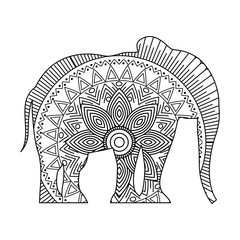 drawing zentangle for elephant adult coloring page vector illustration