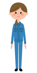 作業服の女性　泣く