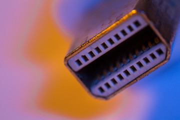 Macro closeup of Mini Displayport cable connector