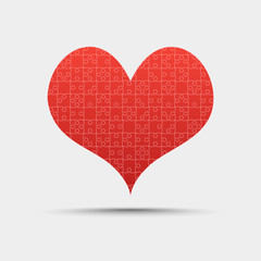 Red Piece Puzzle Heart Valentines Day, Love