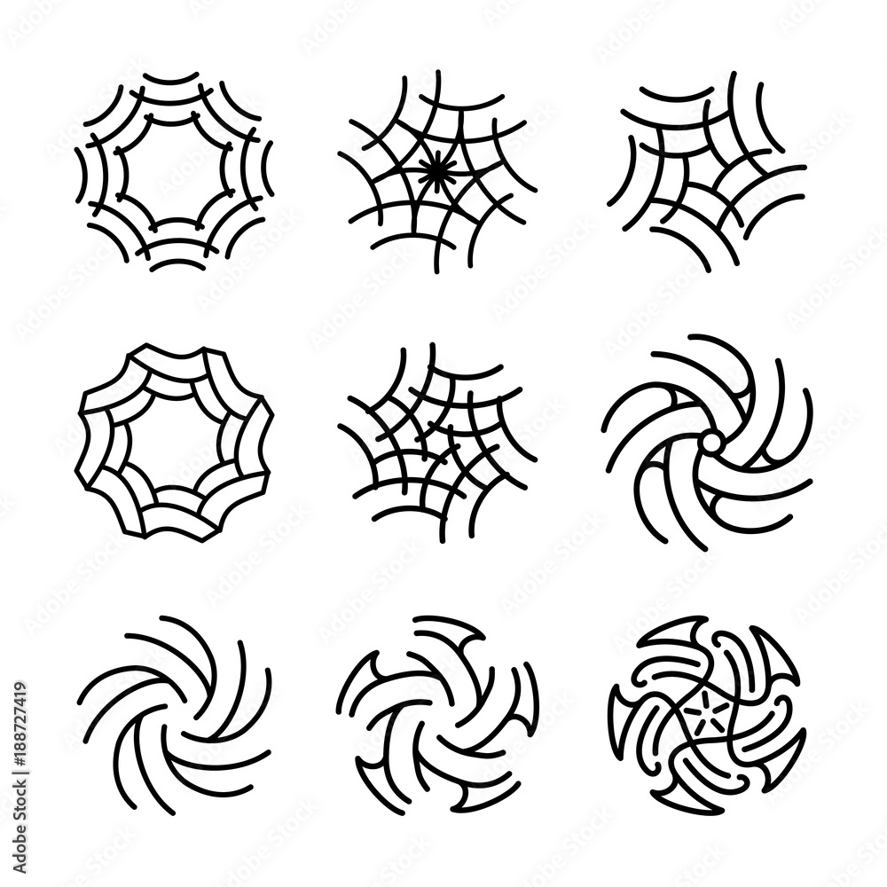 Poster simple line shapes set abstract logos, labels and frames creative minimal design vector illustration