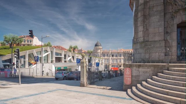 Portugal Porto timelapse city centre buildings architecture squre cathedral 4k