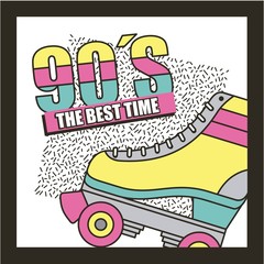 the best time 90s roller skate abstract background vector illustration