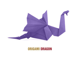 Origami violet paper dragon