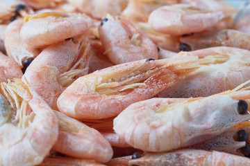 Delicious boiled shrimp texture background. Selective focus.