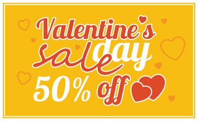 Valentine's day sale offer, banner template. Shop market poster design. Vector illustration.