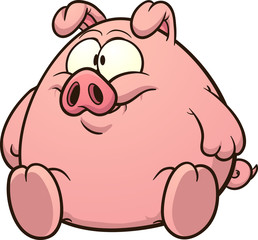 Fat cartoon pig. Vector clip art illustration with simple gradients. All in a single layer. 