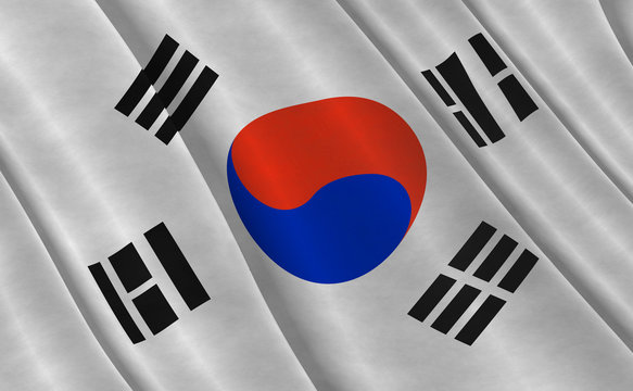 Illustraion of a flying Flag of South Korea
