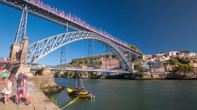 Portugal Porto timelapse old city centre bridge 4k