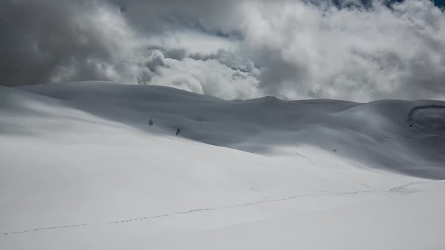 Snow Covered Mountain Scenery Wide Parorama Time Lapse