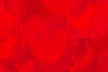 Red hearts on a red background. Valentine's Day background
