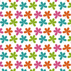 seamless pattern colored cute flowers natural design vector illustration