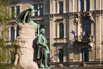 Presern statue on  Presern square in Ljubljana, Slovenia