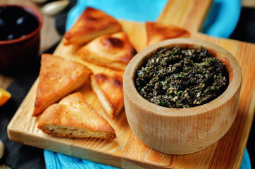 Black Olive Tapenade with roasted pita