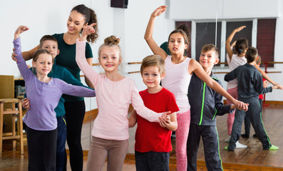 Children studying of partner dance  at dance school