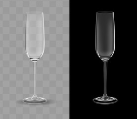 Vector realistic champagne glasses transparent