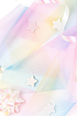 Festive background in Rainbow pastel colors. Unicorn party.