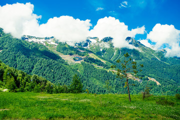 Obraz premium Mountain peaks. Mountain green landscape